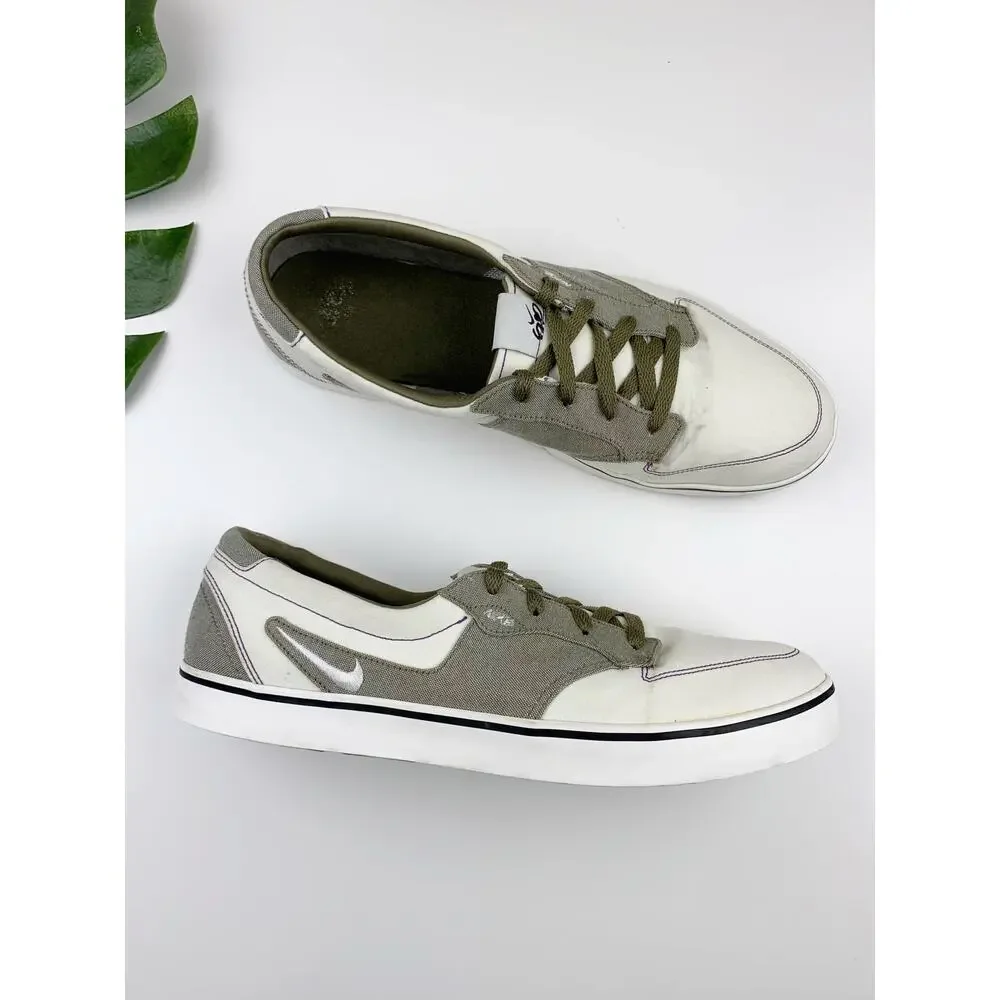 Nike ID SB 6.0 Sneakers Low Green Cream Canvas Skate Shoes 446825-991 Men's 13